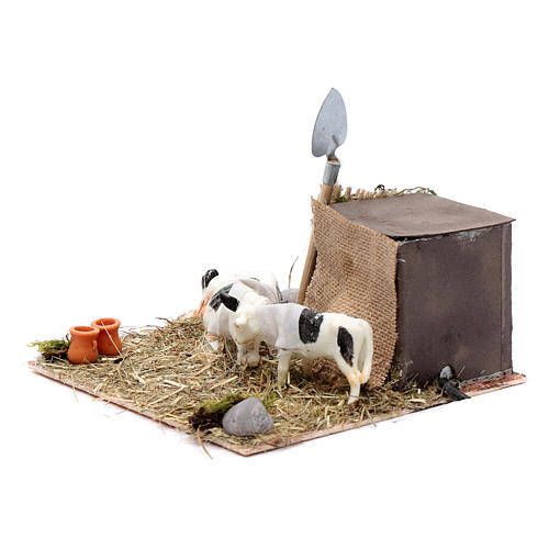 Neapolitan nativity scene cow and calf in movement 10 cm 2