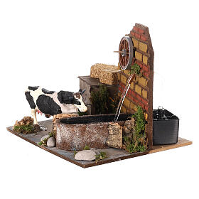 Neapolitan nativity scene moving cow with fountain and pump 12 cm