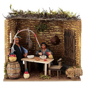 Neapolitan nativity scene moving couple in inn 12 cm