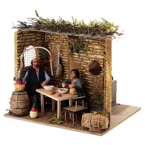 Coppia in osteria movimento presepe Napoli 12 cm 2