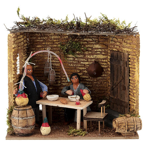 Homens na taverna movimento presépio Nápoles 12 cm 1