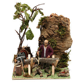 Bûcheron coupe bois mouvement crèche 12 cm Naples