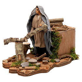 Presepe Napoletano: Boscaiolo con ascia movimento presepe 14 cm Napoli