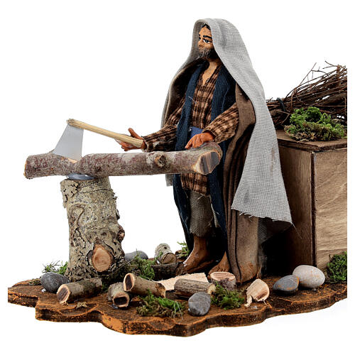 Neapolitan nativity scene wood cutter with ax 14 cm 2