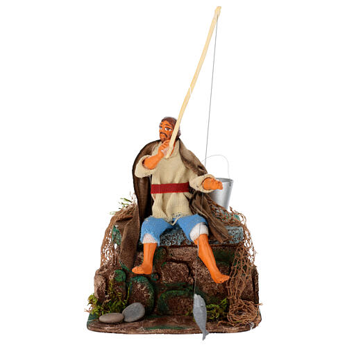 Neapolitan nativity scene fisherman with movement 10 cm 1