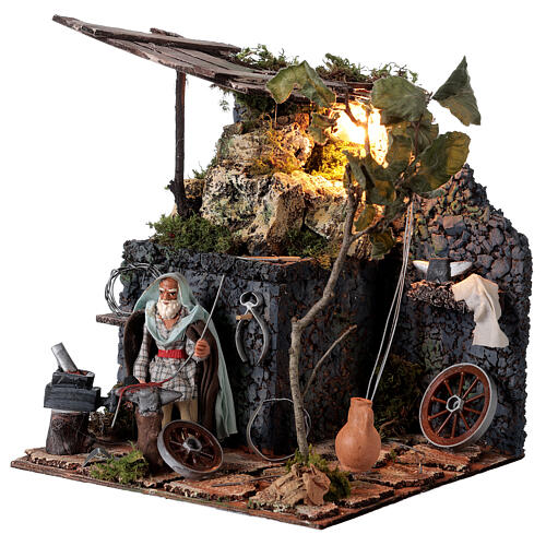 Forgeron réalise roue mouvement crèche 10 cm Naples 3