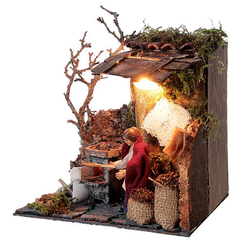 Neapolitan nativity scene elderly woman chestnut seller 10 cm with lights 3