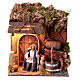 Moving nativity scene wine seller 10 cm with light and barrel s1