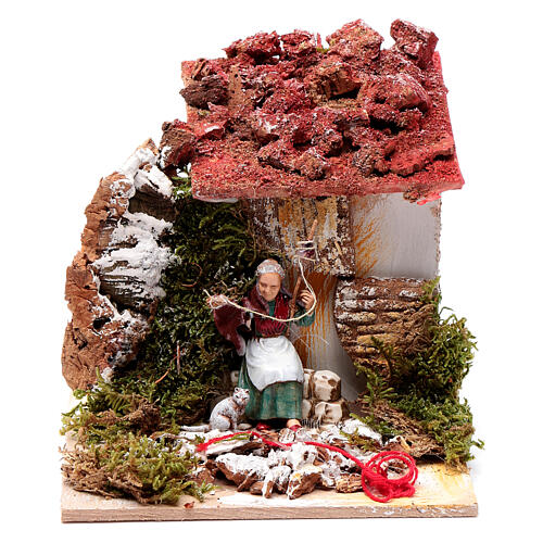 Kobieta przy przędzeniu 10 cm ruchoma figurka Moranduzzo, styl neapolitański 1