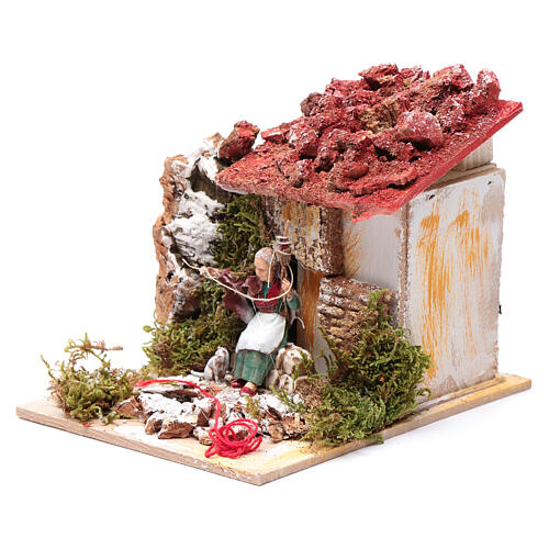 Kobieta przy przędzeniu 10 cm ruchoma figurka Moranduzzo, styl neapolitański 2