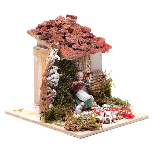 Kobieta przy przędzeniu 10 cm ruchoma figurka Moranduzzo, styl neapolitański 3