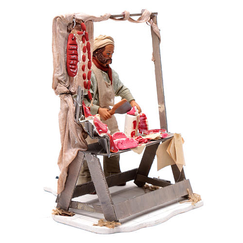Neapolitan nativity scene moving butcher 24 cm 3