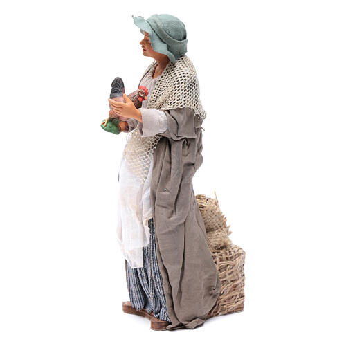 Figurka kobiety z kurami, ruchoma, 30 cm, szopka neapolitańska 2