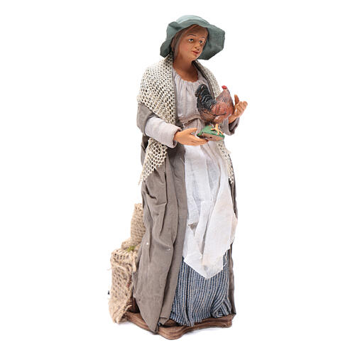 Figurka kobiety z kurami, ruchoma, 30 cm, szopka neapolitańska 3