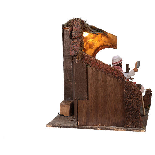 Scena rzeźnik z mięsem, ruchoma figurka, szopka neapolitańska 24 cm, 45x40x40 cm 6