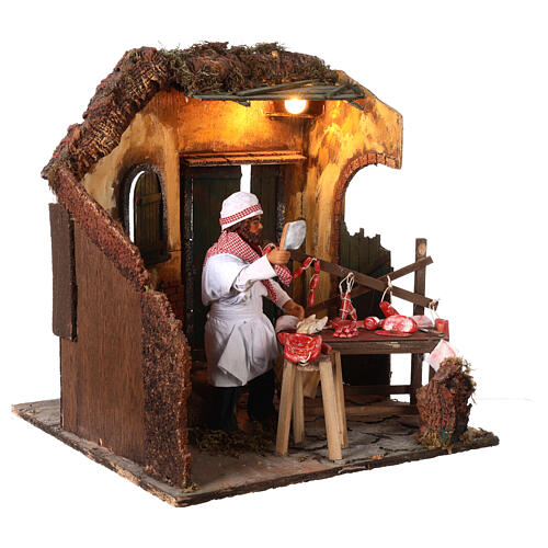 Neapolitan nativity scene butcher with meat 24 cm 4