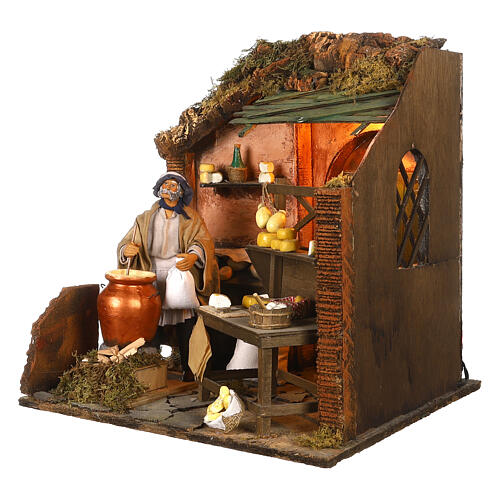 Neapolitan nativity scene moving setting with cheeses 24 cm 3