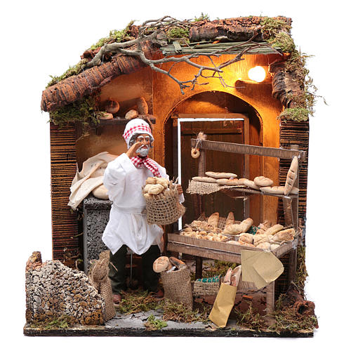 Neapolitan nativity scene baker statue with movement 24 cm 1