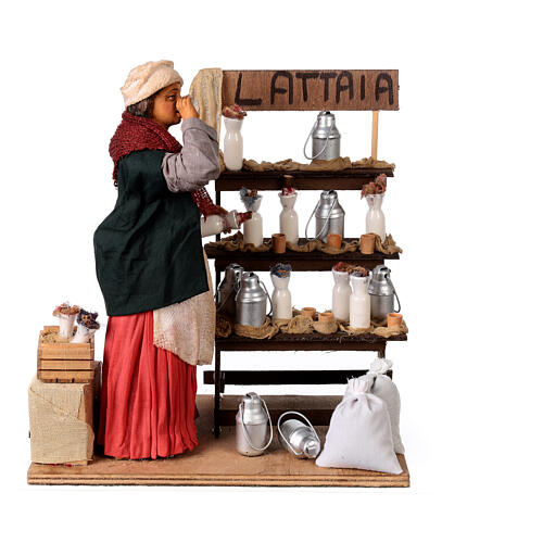 Moving Milkmaid with Stand and Jars of Milk Nativity from Naples 30 cm 1