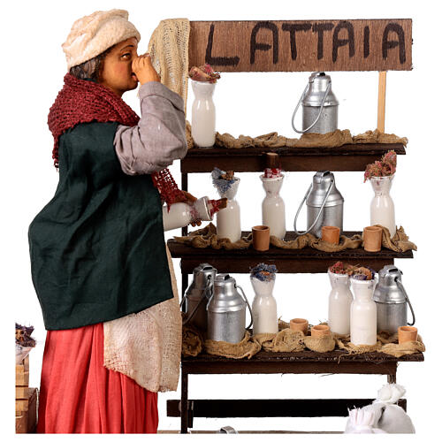 Moving Milkmaid with Stand and Jars of Milk Nativity from Naples 30 cm 2