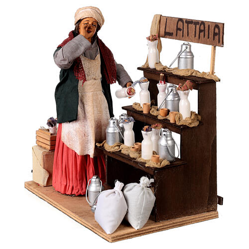 Moving Milkmaid with Stand and Jars of Milk Nativity from Naples 30 cm 3