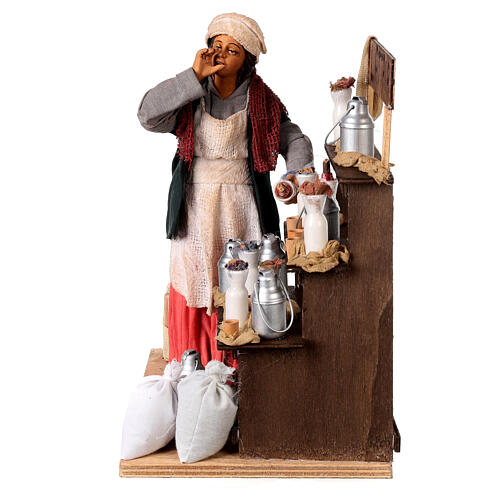 Moving Milkmaid with Stand and Jars of Milk Nativity from Naples 30 cm 4