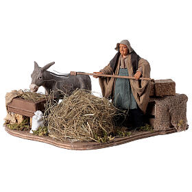 Moving Farmer and Donkey Nativity from Naples 12 cm