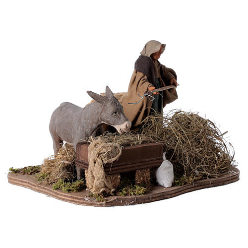 Moving Farmer and Donkey Nativity from Naples 12 cm 3