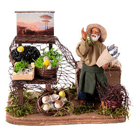 Moving fishmonger with stand Neapolitan Nativity Scene 10 cm