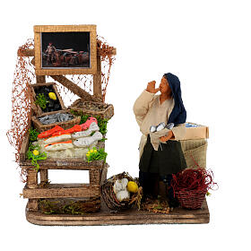 Moving fishmonger with stand Neapolitan Nativity Scene 10 cm