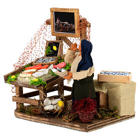 Moving fishmonger with stand Neapolitan Nativity Scene 10 cm