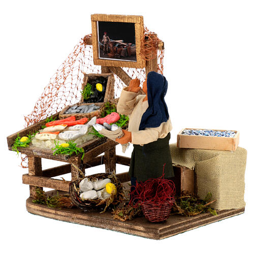 Moving fishmonger with stand Neapolitan Nativity Scene 10 cm 2