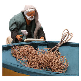 Animated Man Fixing Boat Neapolitan Nativity Scene 12 cm
