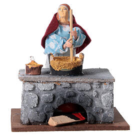 Woman stirring cornmeal mush movement for 12 cm nativity scene