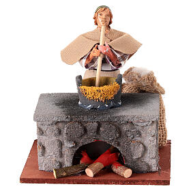 Woman stirring cornmeal mush movement for 12 cm nativity scene