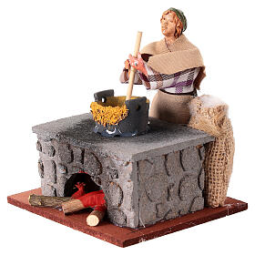 Woman stirring cornmeal mush movement for 12 cm nativity scene