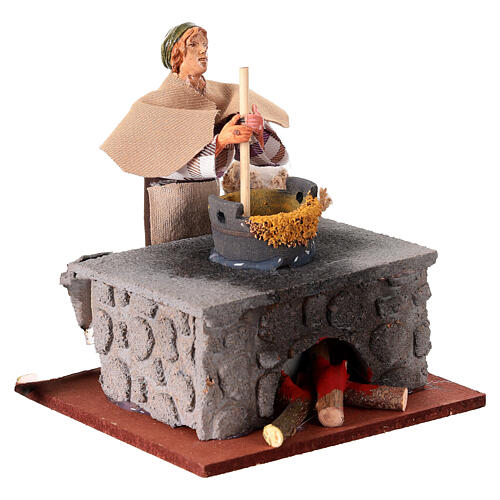 Woman stirring cornmeal mush movement for 12 cm nativity scene 3