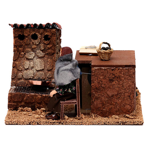 Animated roasted chestnut Seller for nativity 12 cm 1