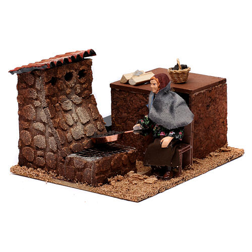 Animated roasted chestnut Seller for nativity 12 cm 2