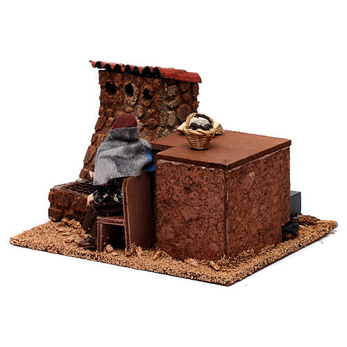 Animated roasted chestnut Seller for nativity 12 cm 3
