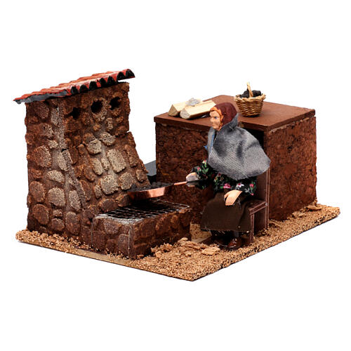 Animated roasted chestnut Seller for nativity 12 cm 1