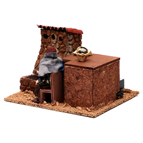 Venditrice di caldarroste movimento per presepe 12 cm 3