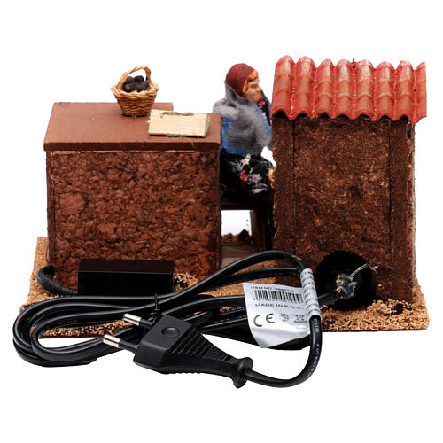 Venditrice di caldarroste movimento per presepe 12 cm 4