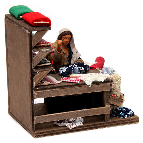 Moving Seamstress with Workstation for Neapolitan nativity of 12 cm 4