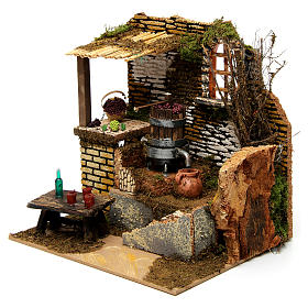 Bewegliche Krippenfiguren: Druckpresse mit Pumpe 25x25x20cm Szene für Krippe Bewegliche Krippenfiguren: Druckpresse mit Pumpe 25x25x20cm Szene für Krippe