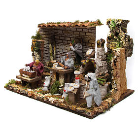 Bewegliche Krippenfiguren: Bäckerei 12cm 4 Figuren mit Licht bewegliche Krippe Szene Bewegliche Krippenfiguren: Bäckerei 12cm 4 Figuren mit Licht bewegliche Krippe Szene