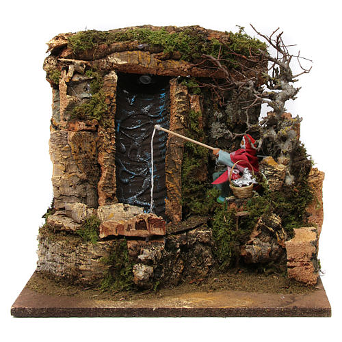 Waterfall with pump and moving fisherman for 12 cm nativity scene 1