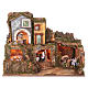 Nativity scene 12 cm with lights, Holy Family, shepherds and goats, movements 55x80x40 cm s1