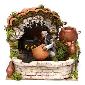 Bewegliche Krippenfiguren: Bewegliche Krippenfigur kochender Mann für 12 cm Krippe Bewegliche Krippenfiguren: Bewegliche Krippenfigur kochender Mann für 12 cm Krippe