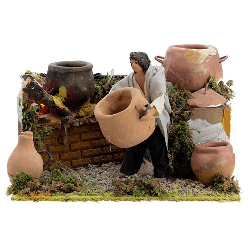 Man cooking movement for 12 cm Nativity scene 1